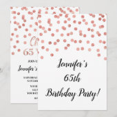 Roos Gold Glitter Confetti juicht tot 65 jaar Kaart (Voorkant / Achterkant)