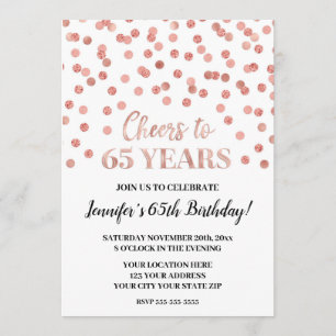 Roos Gold Glitter Confetti juicht tot 65 jaar Kaart