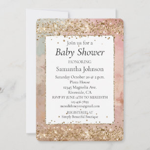 Roos Gold Glitter Confetti Kaart
