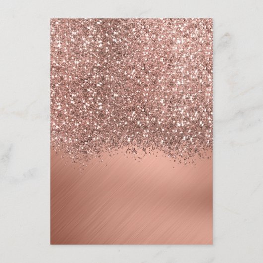 Roos Gold Glitter Confetti Metallic Wedding Detail Informatiekaartje (Achterkant)
