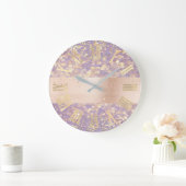 Roos Gold Glitter Confetti Paarse Roman Numbers Grote Klok (Huis)