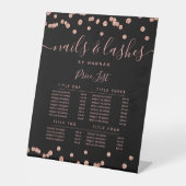 Roos Gold Glitter Confetti Salon Price Menu Black  Reclamebord Met Voetstuk (Voorkant)