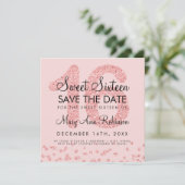 Roos Gold Glitter Confetti Sweet 16 Kaart (Staand voorkant)
