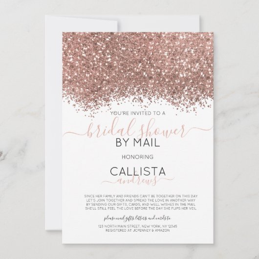 Roos Gold Glitter Confetti Vrijgezellenfeest per p Kaart (Voorkant)