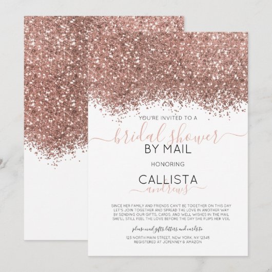 Roos Gold Glitter Confetti Vrijgezellenfeest per p Kaart (Voorkant / Achterkant)