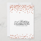 Roos Gold Glitter Confetti White, 21ste verjaardag Kaart (Achterkant)
