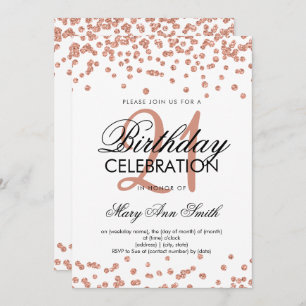 Roos Gold Glitter Confetti White, 21ste verjaardag Kaart