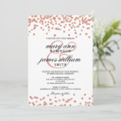 Roos Gold Glitter Confetti White Elegant Wedding Kaart (Staand voorkant)