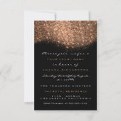 Roos Gold Glitter Copper Black Formele uitnodiging (Voorkant)