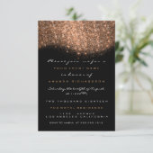 Roos Gold Glitter Copper Black Formele uitnodiging (Staand voorkant)