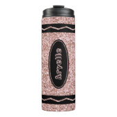 Roos Gold Glitter Crayon Aangepaste Drink Tumbler Thermosbeker (Voorkant)