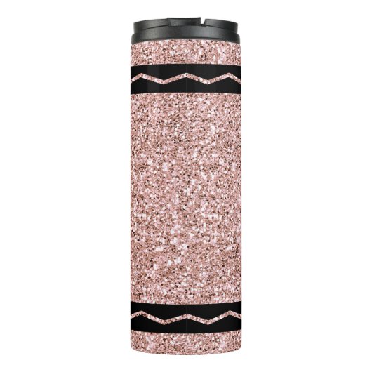 Roos Gold Glitter Crayon Aangepaste Drink Tumbler Thermosbeker (Achterkant)