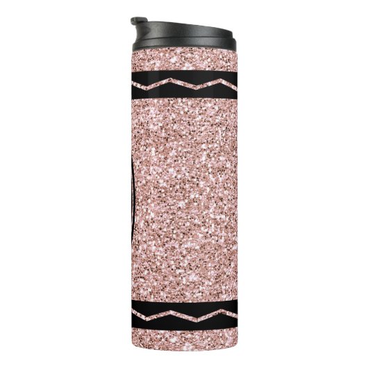 Roos Gold Glitter Crayon Aangepaste Drink Tumbler Thermosbeker (Geroteerd rechts)
