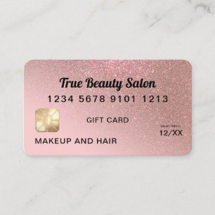 Roos Gold Glitter Credit Kaart Cadeaubon Visitekaartje