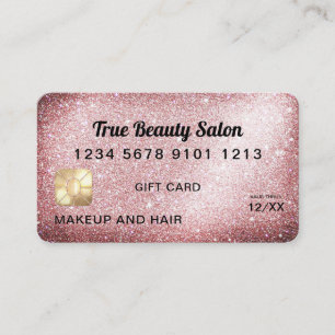 Roos Gold Glitter Credit Kaart Cadeaubon Visitekaartje