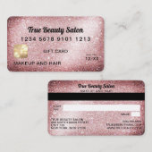 Roos Gold Glitter Credit Kaart Cadeaubon Visitekaartje (Voorkant / Achterkant)