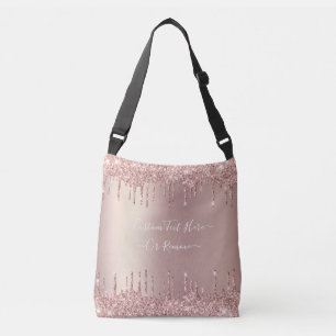 Roos Gold Glitter Crossbody Bag met aangepaste tek Crossbody Tas