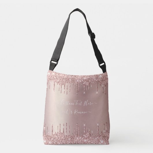 Roos Gold Glitter Crossbody Bag met aangepaste tek Crossbody Tas (Voorkant)