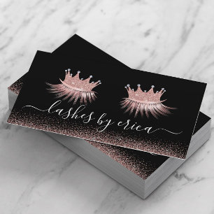 Roos Gold Glitter Crown Eyelash Diva Lashes Salon Visitekaartje