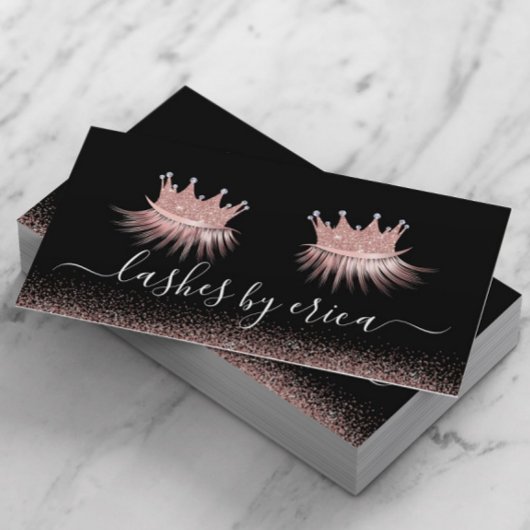 Roos Gold Glitter Crown Eyelash Diva Lashes Salon Visitekaartje
