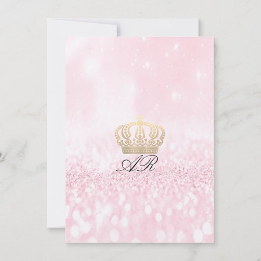 Roos Gold Glitter Crown Royal Glitter 16e Bridal Kaart (Achterkant)
