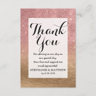 Roos Gold Glitter Crumged Foil Ombre Gradient Bedankkaart