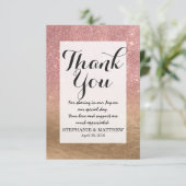 Roos Gold Glitter Crumged Foil Ombre Gradient Bedankkaart (Staand voorkant)