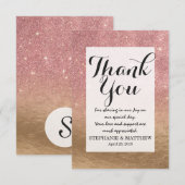 Roos Gold Glitter Crumged Foil Ombre Gradient Bedankkaart (Voorkant / Achterkant)