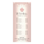 Roos Gold Glitter Cupcake Bakery Pastry Chef Menu (Voorkant)