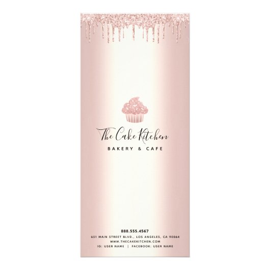 Roos Gold Glitter Cupcake Bakery Pastry Chef Menu (Achterkant)