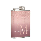 Roos Gold Glitter Custom Letter Jouw naam Flask Heupfles (Rechts)