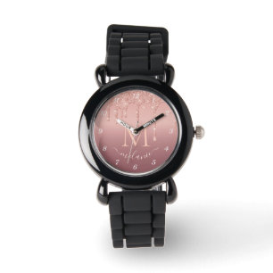 Roos Gold Glitter Custom Name Letter Watch Horloge