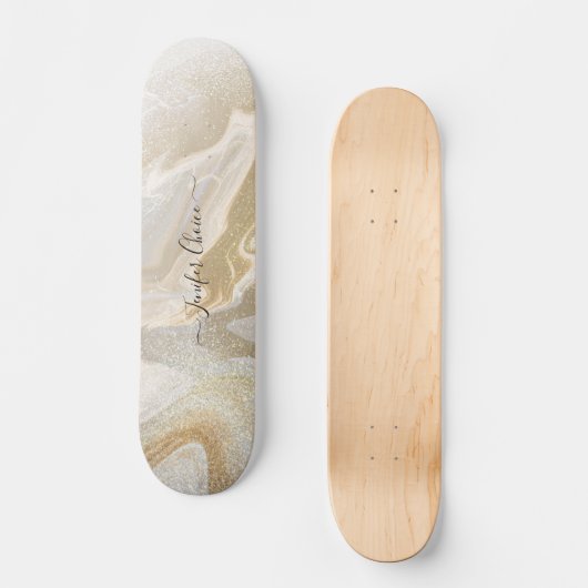 ROOS GOLD Glitter Custom Name Skateboard (Voorkant)