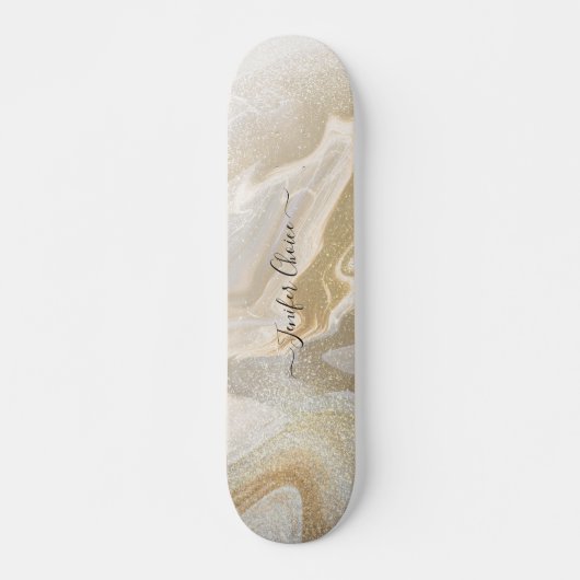 ROOS GOLD Glitter Custom Name Skateboard (Voorkant)