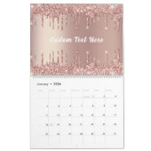 Roos Gold Glitter Custom Text Calendar Gift Kalender (Jan 2026)