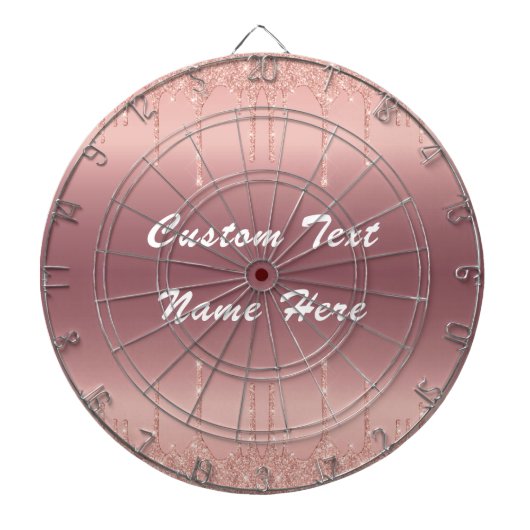 Roos Gold Glitter Custom Text Dart Board Uw Gift Dartbord (Voorkant)