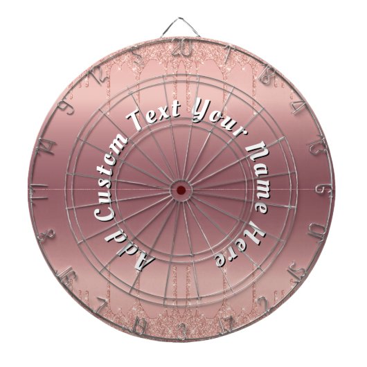 Roos Gold Glitter Custom Text Jouw naam Dart Board Dartbord (Voorkant)