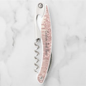 Roos Gold Glitter Custom Text Ober's Kurkentrekker (Voorkant)