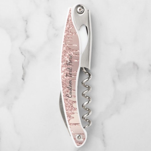 Roos Gold Glitter Custom Text Ober's Kurkentrekker (Achterkant)