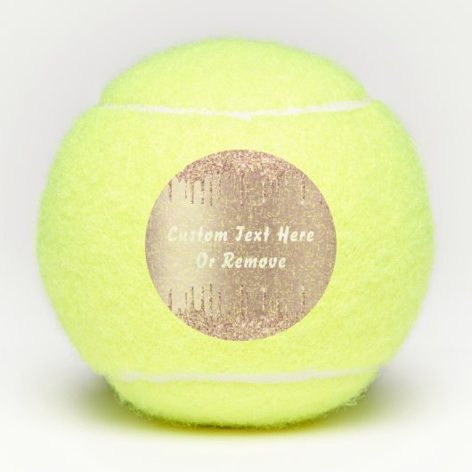Roos Gold Glitter Custom Text Tennisballen Gift (Voorkant)
