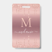 Roos Gold Glitter Custom Uw Letter Naam Badge (Achterkant)
