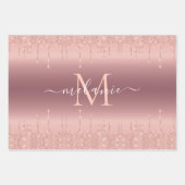 Roos Gold Glitter Custom Uw Letter Naam Gift Inpakpapier Vel (Voorkant 3)