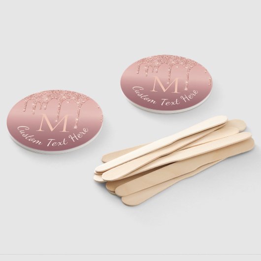 Roos Gold Glitter Custom Uw Letter Tekst Hand Fan Handwaaier (Niet-gemonteerd)