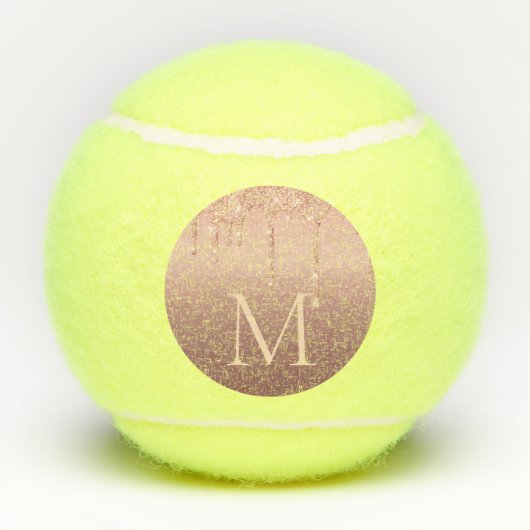 Roos Gold Glitter Custom Uw Letter Tennisballen (Achterkant)