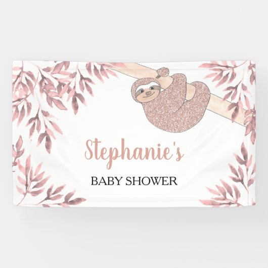 Roos Gold Glitter Cute Girl Baby shower Spandoek (Horizontaal)