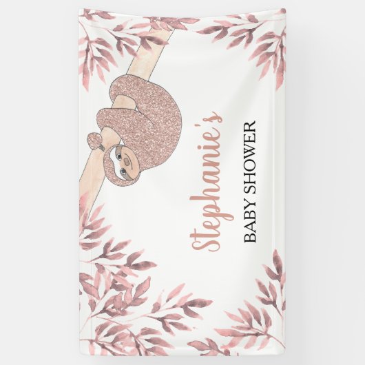 Roos Gold Glitter Cute Girl Baby shower Spandoek (Verticaal)