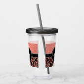 Roos Gold Glitter Damask Acryl Drinkbeker (Links)