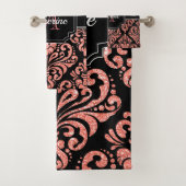 Roos Gold Glitter Damask Bad Handdoek (Insitu)