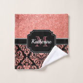 Roos Gold Glitter Damask Bad Handdoek (Wasdoekje)