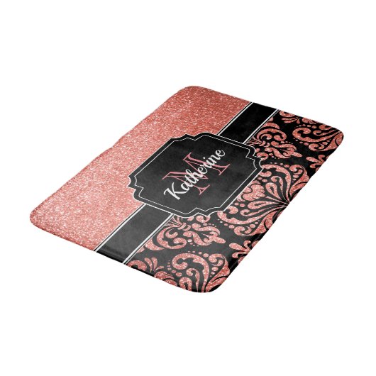 Roos Gold Glitter Damask Badmat (Gekanteld)